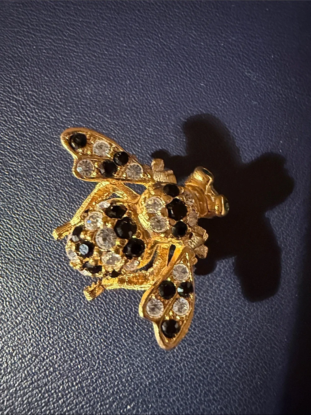 Joan Rivers Gold-Tone Bee Brooch with Black and Clear Stones